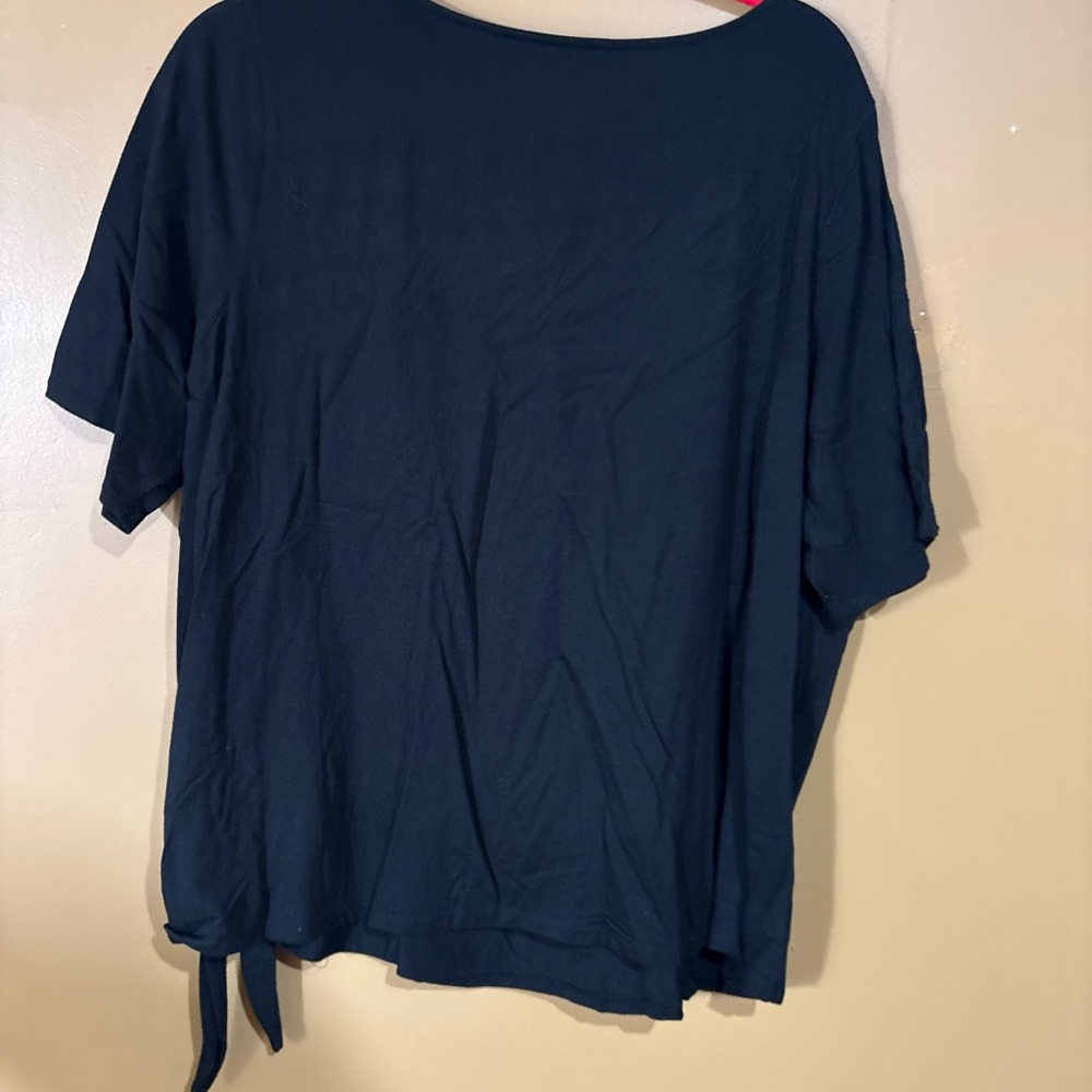 HC241. Belle by Kim Gravel Triple Lux Grommet Side Tie T-shirt 1X BLACK - Picture 8 of 8